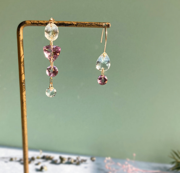 Prana gem drops ✴︎滴る宝石のしずく✴︎ローズアメジスト✴︎スイスブルートパーズ✴︎アクアマリン 5枚目の画像