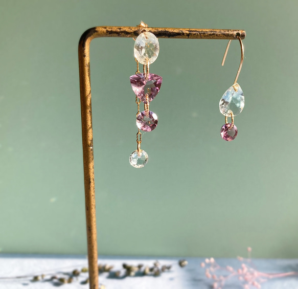 Prana gem drops ✴︎滴る宝石のしずく✴︎ローズアメジスト✴︎スイスブルートパーズ✴︎アクアマリン 3枚目の画像