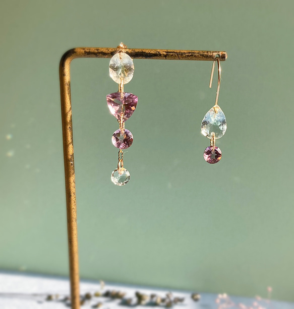 Prana gem drops ✴︎滴る宝石のしずく✴︎ローズアメジスト✴︎スイスブルートパーズ✴︎アクアマリン 9枚目の画像