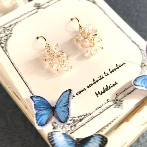 14kgf〉ハーキマーダイヤモンドのシャンデリアピアス ピアス