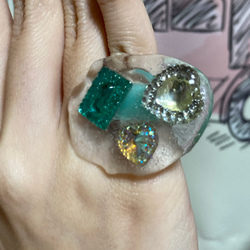 レトロリング　1点もの　個性的　プレゼントに最適　ガーリー　金属アレルギー対応　指輪㉞ 5枚目の画像