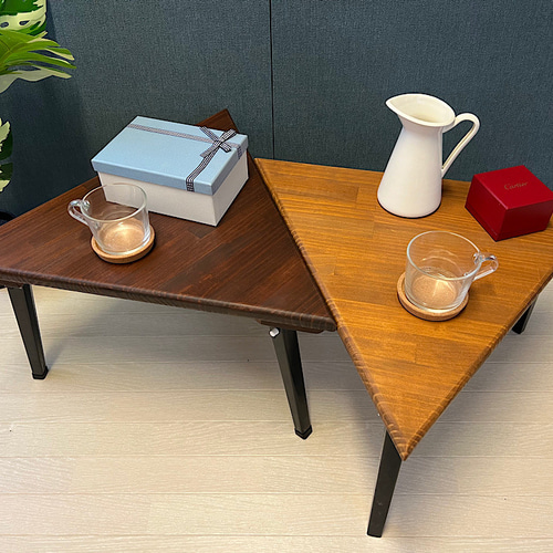 送料無料】 ローテーブル ロ形 60cm角 パイン ウォルナット 木製脚