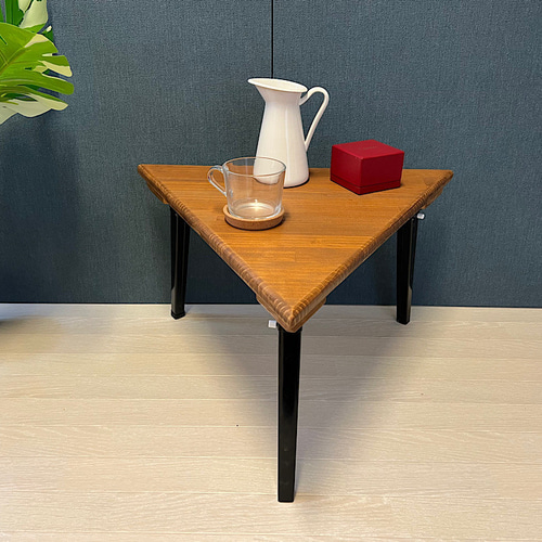送料無料】 ローテーブル 三角 60cm パイン オーク 折りたたみ脚