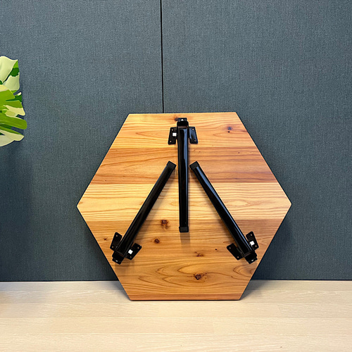 送料無料】 ローテーブル 6角 60cm 杉 折りたたみ脚 ダイニング  