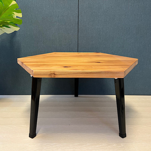 送料無料】 ローテーブル 6角 60cm 杉 折りたたみ脚 ダイニング  