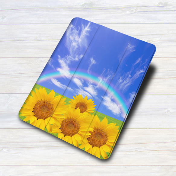 iPadケース ★虹と向日葵　手帳型ケース ※2タイプから選べます 3枚目の画像