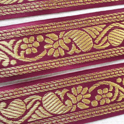 50cm~ インド刺繍リボン チロリアンテープ エンジ ☆ブレード☆サリー 手芸 装飾 1枚目の画像
