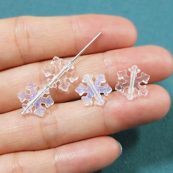 ＊内容変更可＊　雪の結晶　2種ミックス　アクリルビーズ　12mm　50個　C-27 2枚目の画像