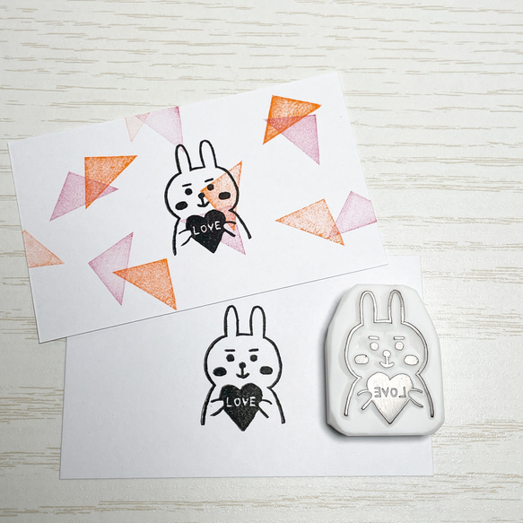 ハートうさぎさんの消しゴムはんこ LOVE #67 はんこ・スタンプ こぶた