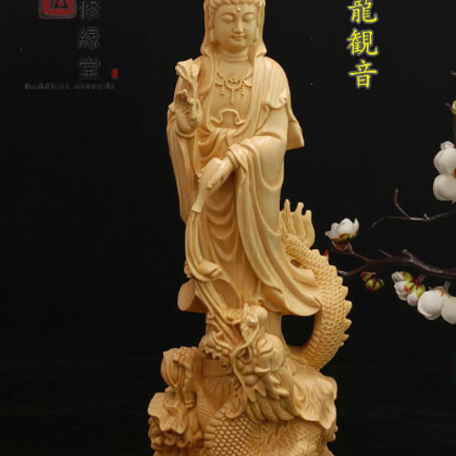 極上品 木彫り 仏像 御龍観音菩薩立像 柘植材 仏教工芸 精密彫刻 極上品 木彫り 仏像 御龍観音菩薩立像 柘植材 仏教工芸 精密彫刻