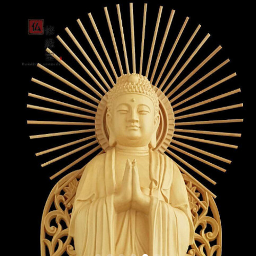 修縁堂】木彫り 仏像 釈迦如来座像 釈迦牟尼仏 彫刻 一刀彫 柘植材