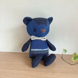 作家様 くま ぬいぐるみ テディベア ハンドメイド デニム鞄ブーツちびくま 受注制作】デニムのくまちゃん ぬいぐるみ kohana 通販 15283271