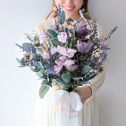 bouquet no.12 ラベンダー チューリップ スイトピー ユーカリ 1枚目の画像