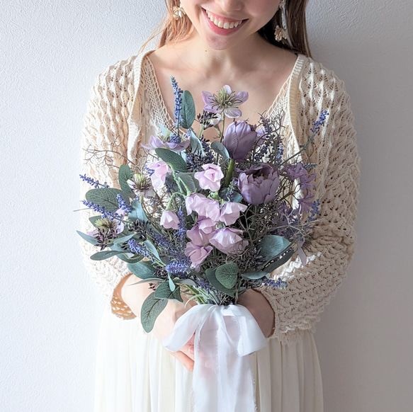 bouquet no.12 ラベンダー チューリップ スイトピー ユーカリ 3枚目の画像