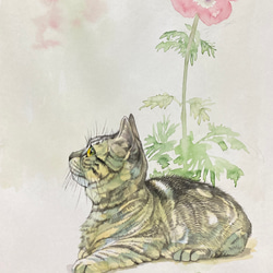 水彩画 夏の想いで 額装済み 送料無料「夏の思い出」透明水彩原画F30サイズ額装込み 絵画