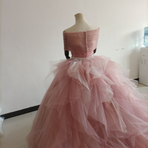 Christian Dior コーラルピンク フリル付きマキシドレス Christian Dior コーラルピンク フリル付きマキシドレス