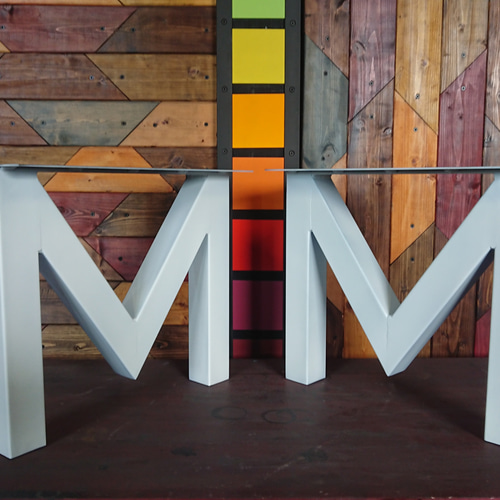 マットホワイトでアイアンな極太鉄脚♪ 50×400×350mm M型 2脚ver. ロー  