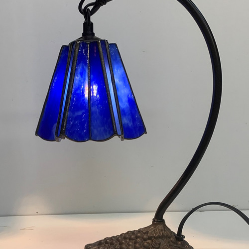 グースネックのランプ・青ステンドグラス、照明 スタンドライト
