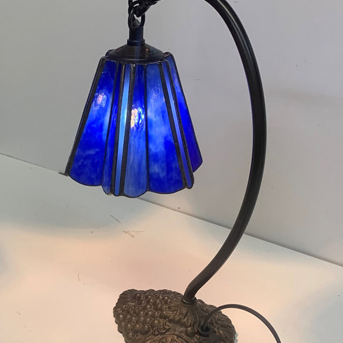 グースネックのランプ・青ステンドグラス、照明 スタンドライト