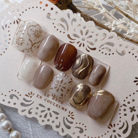 サイズオーダー】 ネイルチップ ニュアンス ミラー モロッカン  