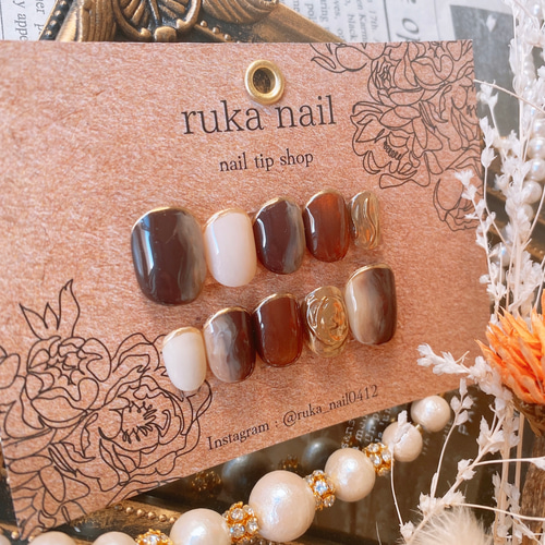 サイズオーダー】 ネイルチップ ニュアンス マグネット 秋 冬 もやもや  