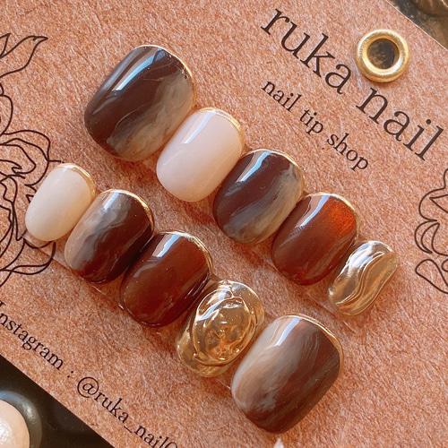 サイズオーダー】 ネイルチップ ニュアンス マグネット 秋 冬 もやもや  