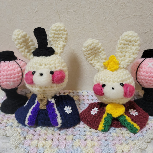 雛人形 ぼんぼり セット うさぎ 3月 かわいい ひな祭り あみぐるみ 御