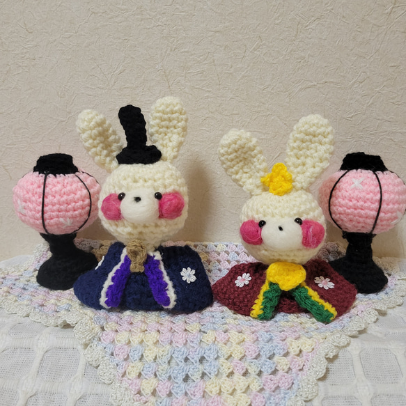 雛人形 ぼんぼり セット うさぎ 3月 かわいい ひな祭り あみぐるみ 御