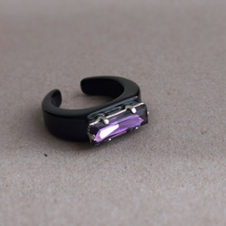 金屬過敏相容 | 紫色/酷水晶 x 樹脂戒指 | 黑色 黑色 酷單調 最喜歡的顏色 紫色 第1張的照片