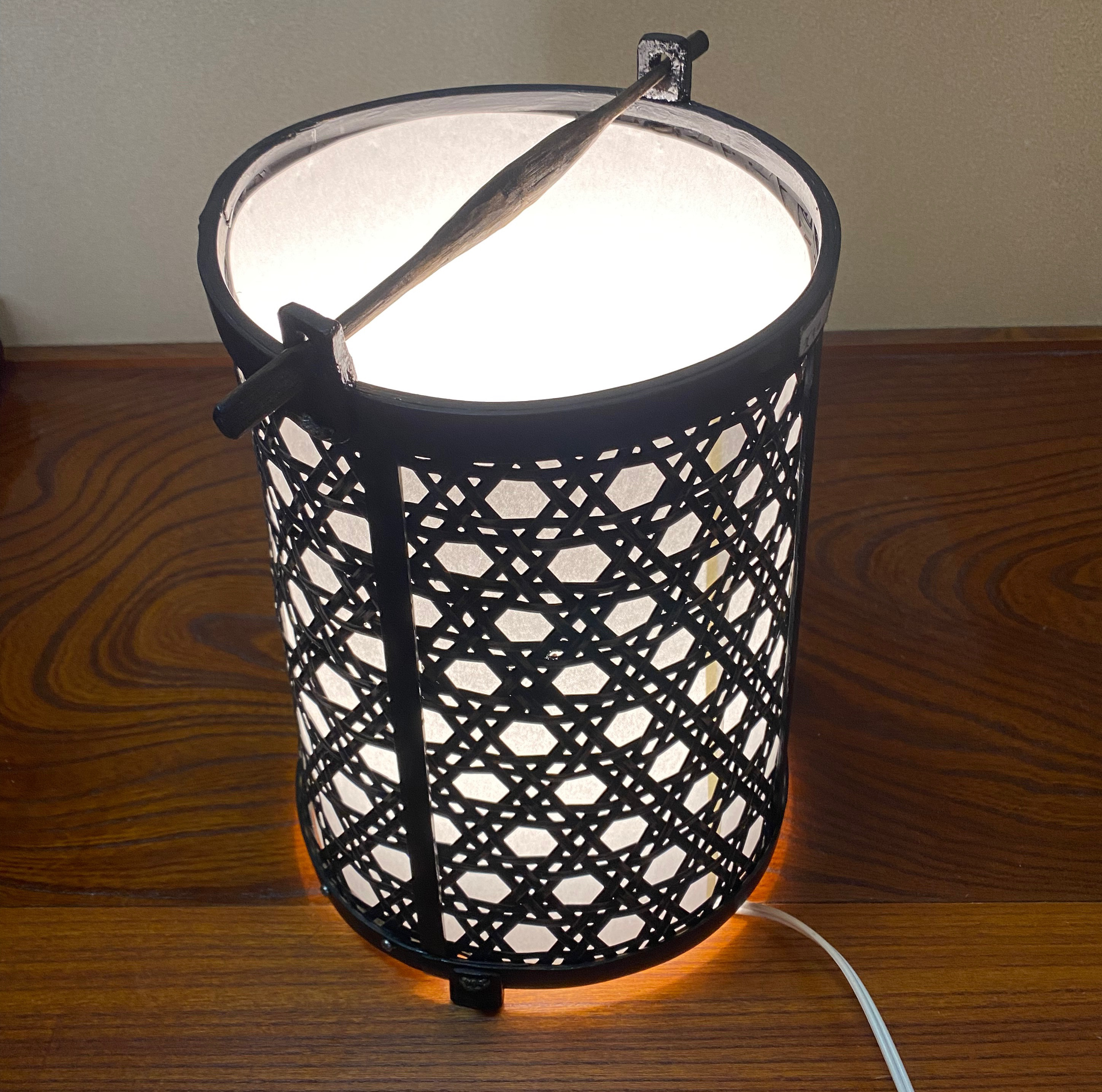 竹のあかり　二重六ツ目編スタンド照明　LED電球付き