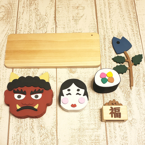 ☆受注制作☆赤鬼☆おかめと節分の置物☆豆まき☆恵方巻き☆柊鰯