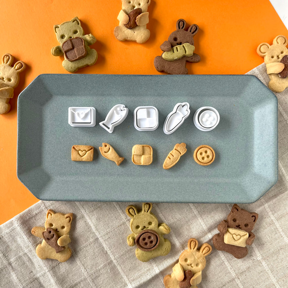 【クッキー型】にんじん・ラブレター・ボタン・魚・アイスボックスクッキー　超ミニサイズ　抱っこクッキー　 1枚目の画像