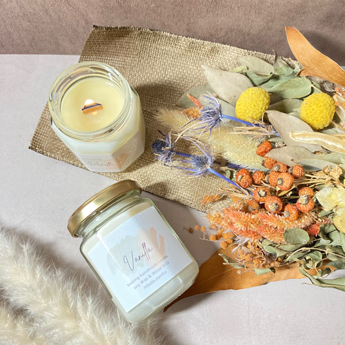 人気の木芯&ソイワックス100%アロマキャンドル キャンドル・キャンドル