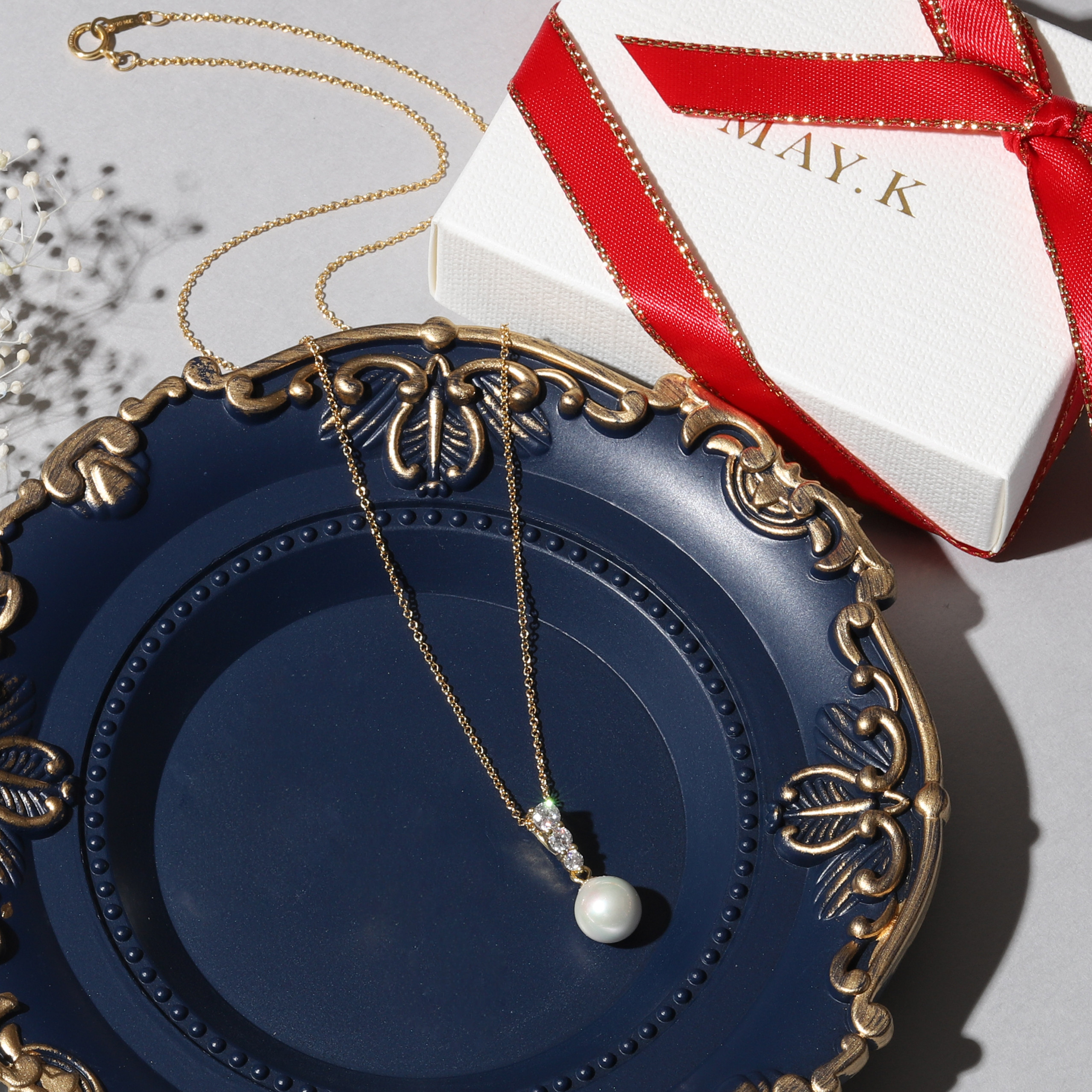 3CZ一粒パールネックレス◇大人フォーマル◇セレモニー【18kgp.S925/14kgf】ゴールド入学式お出かけ兼用