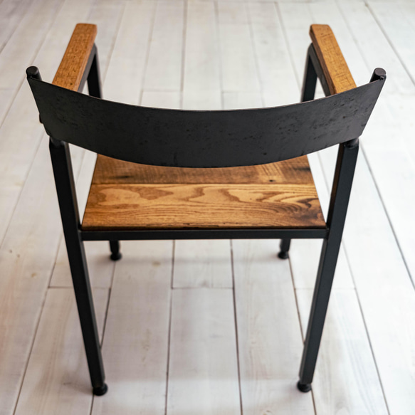 オーク古材とアイアンのチェアー　椅子　アイアン家具　インダストリアル家具　アイアン椅子　送料無料 5枚目の画像