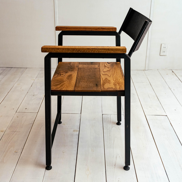 オーク古材とアイアンのチェアー　椅子　アイアン家具　インダストリアル家具　アイアン椅子　送料無料 6枚目の画像