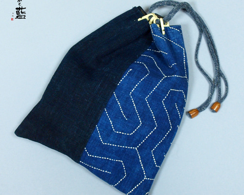 巾着袋 刺し子 藍木綿古布 コキ s2167 巾着袋 くらふと藍 通販