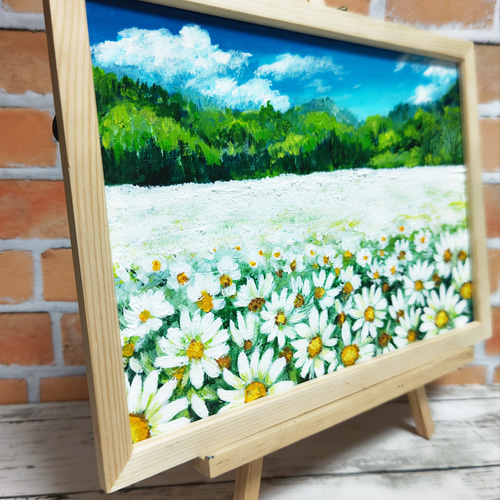 油絵 絵画 【マーガレット畑の風景】 絵画 HR 通販 15284663