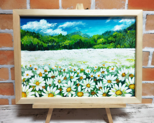油絵 絵画 【空とマーガレット畑】 d303831af287b7eb05bfb20fe15421