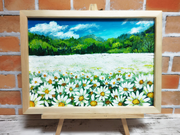 油絵 油彩 油彩画 絵 絵画【マーガレットのお花畑】 | HIROSHI1990