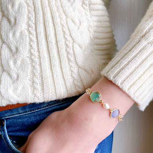 ⭐︎【天然】ムーンストーン ペリステライト ブレスレット バングル  