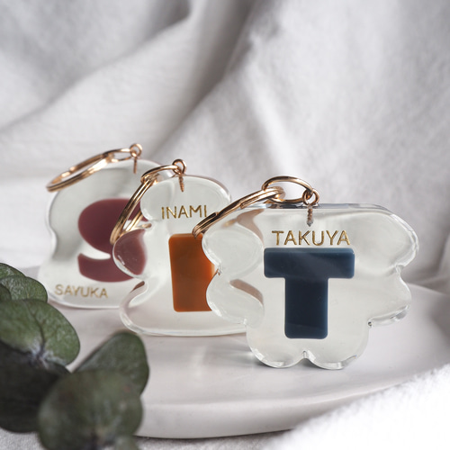 全12色【浮かぶアルファベットチャーム】レジン キーホルダー プチ