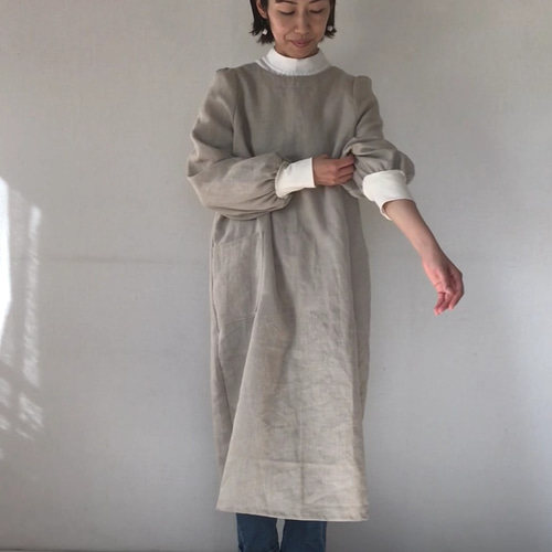 在庫あり〉前後着れるリネンの2WAY割烹着 すぐ届く母の日2024