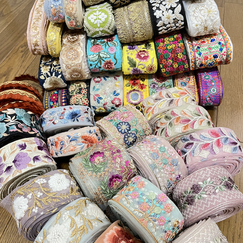 インド刺繍リボン アソートセット 20cm35本 インドリボン 刺繍