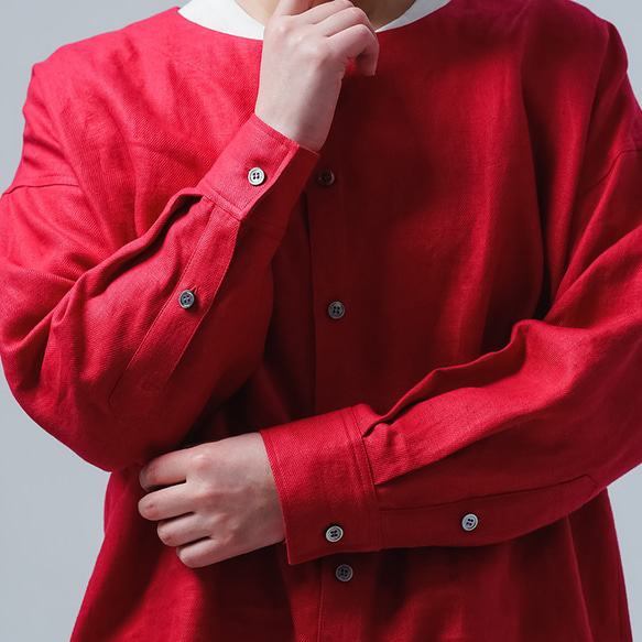 [wafu] 亞麻襯衫夾克 崇尚技術的高級亞麻 JK/Christ Rose t036f-ctr3 第17張的照片