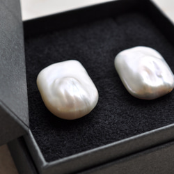 バロックパールスタッドピアス　スクエア　　baroque pearl square pierce 8枚目の画像