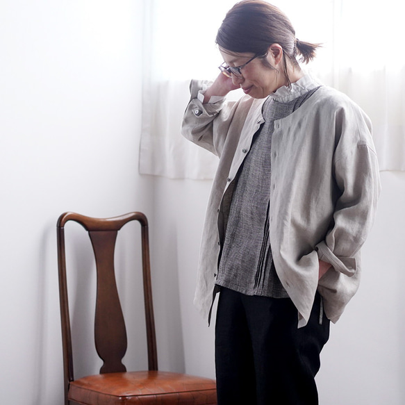 【wafu】リネン シャツジャケット 技に心酔するプレミアムリネンJK / フラックス t036f-flx3 11枚目の画像