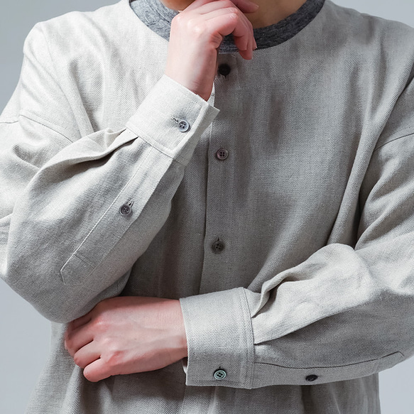 [wafu] 亞麻襯衫外套 崇尚技術的高級亞麻 JK/Flux t036f-flx3 第17張的照片