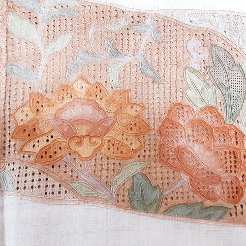 中国SWATOW 刺繍入りレーステーブルクロス