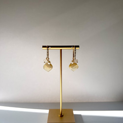 14kgf】イエローオパール/ローズクォーツ/淡水ピアス ピアス（フープ